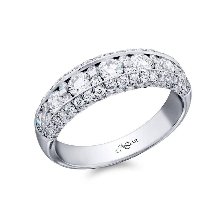 Platinum Round Diamond Single-Row Channel Set Micro Pave Band