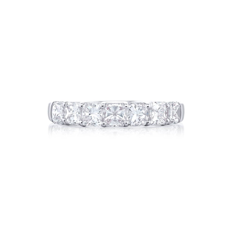 Platinum Radiant-Cut Diamond Single-Row Band