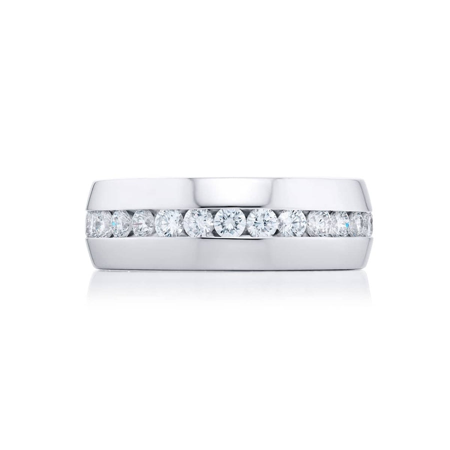 Platinum Round Diamond Channel Set Men's Band