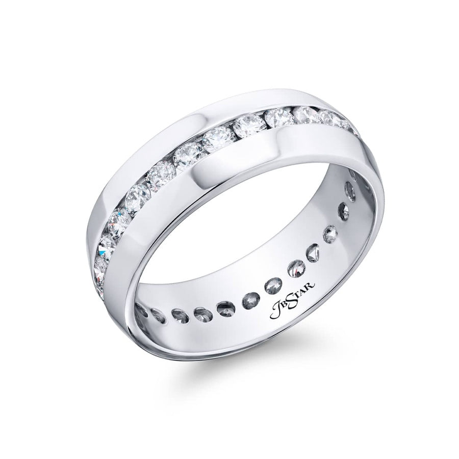 Platinum Round Diamond Channel Set Men's Band