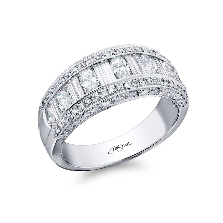 Platinum Marquise Diamond Single-Row Channel Set Micro Pave Band