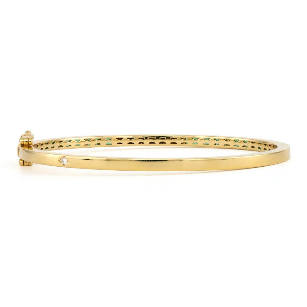 Classic Emerald and Diamond Baguette Bangle