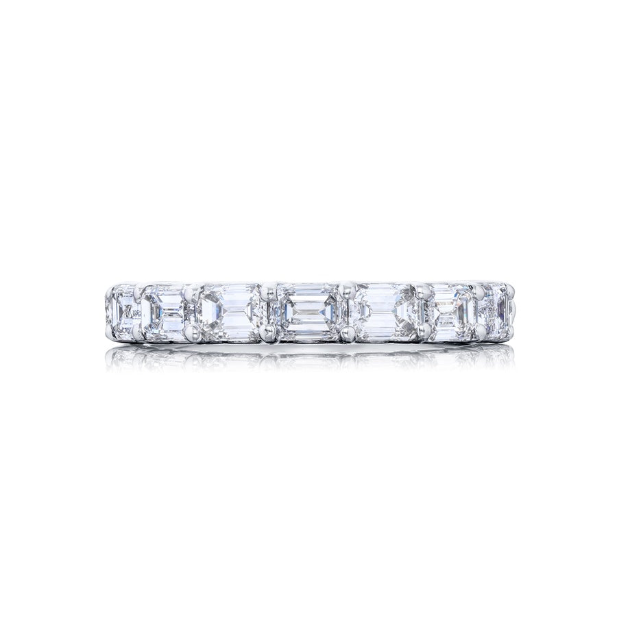 Platinum Emerald-Cut Diamond East-West Band