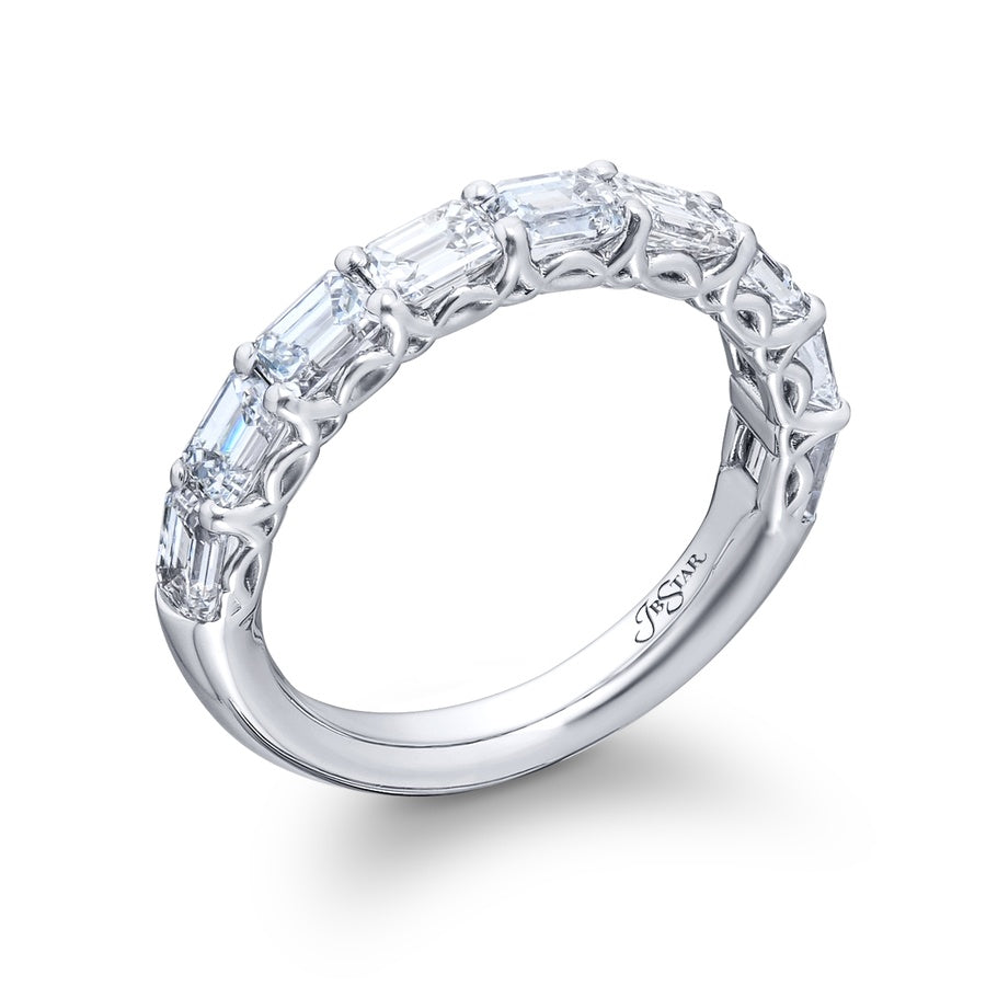 Platinum Emerald-Cut Diamond East-West Band