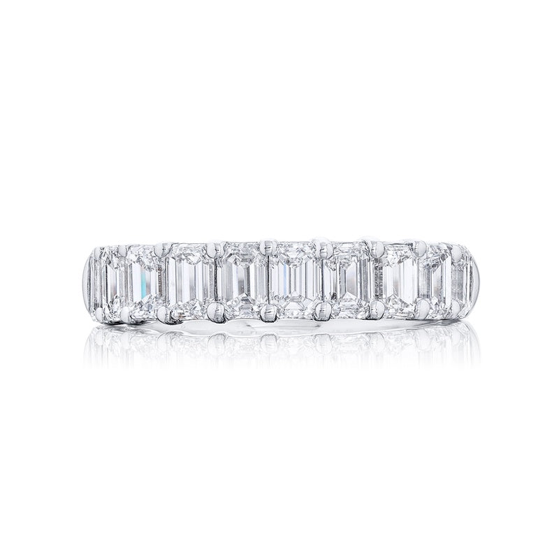 Platinum Emerald-Cut Diamond Single-Row Band