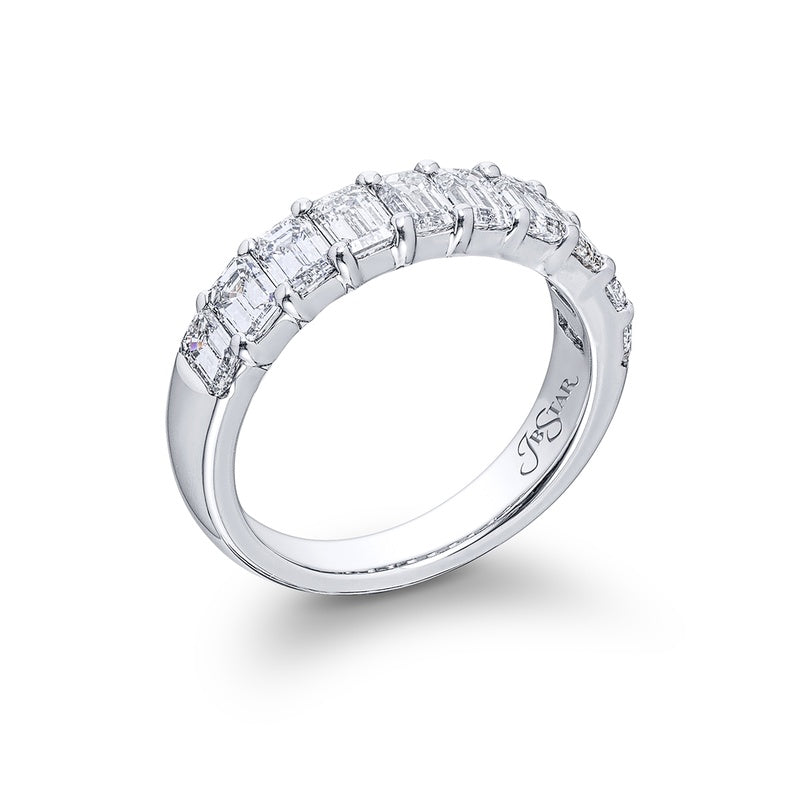 Platinum Emerald-Cut Diamond Single-Row Band