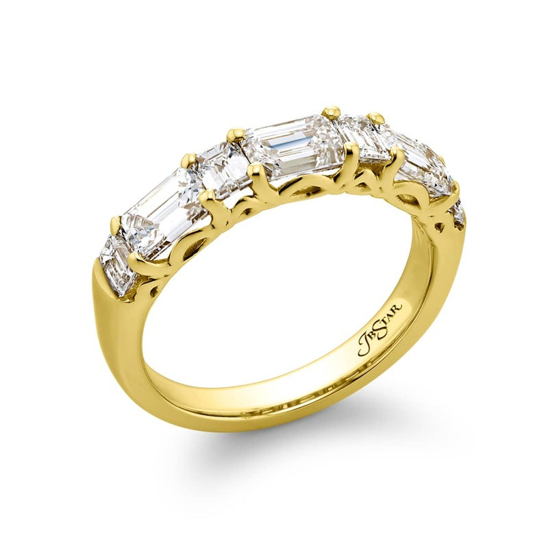 18K Yellow Gold Emerald-Cut Diamond East-West Band