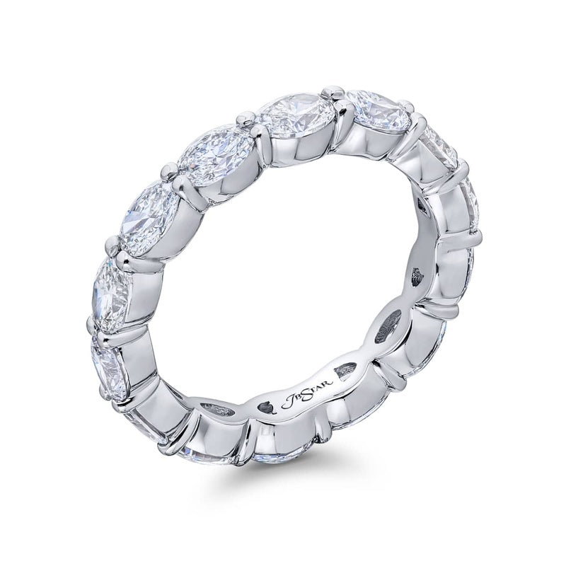 Platinum Oval Diamond East-West Eternity Band
