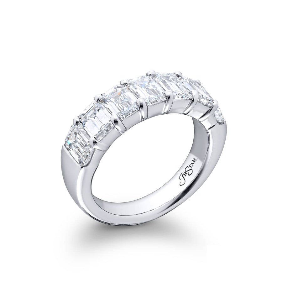 Platinum Emerald-Cut Diamond Single-Row GIA Certified Band
