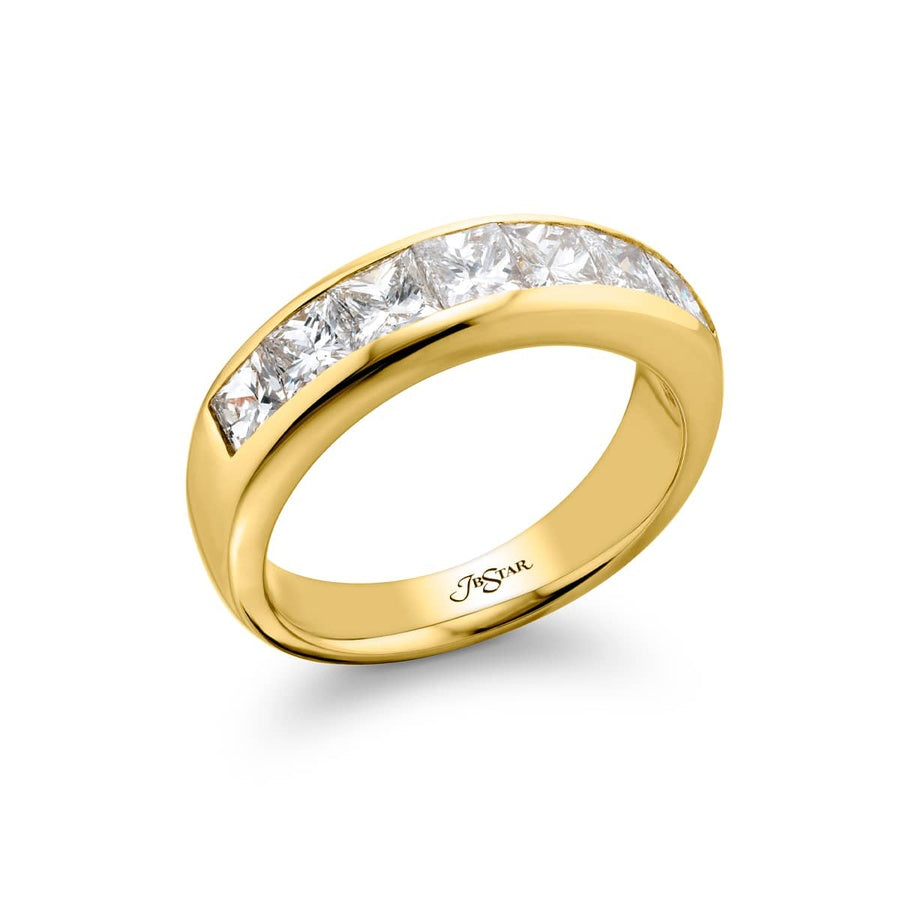 18K Yellow Gold Princess-Cut Diamond Single-Row Channel Set Men's Wedding Band