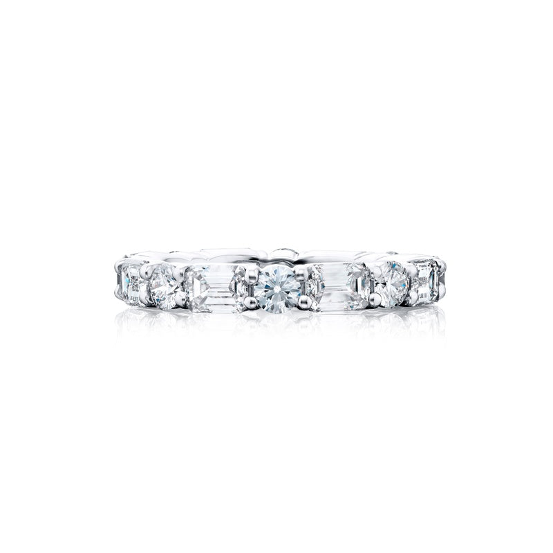 Platinum Emerald-Cut and Round Diamond Eternity Band