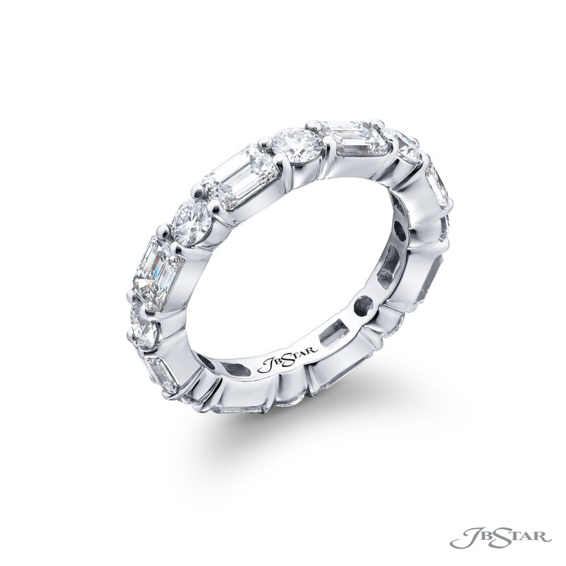 Platinum Emerald-Cut and Round Diamond Eternity Band
