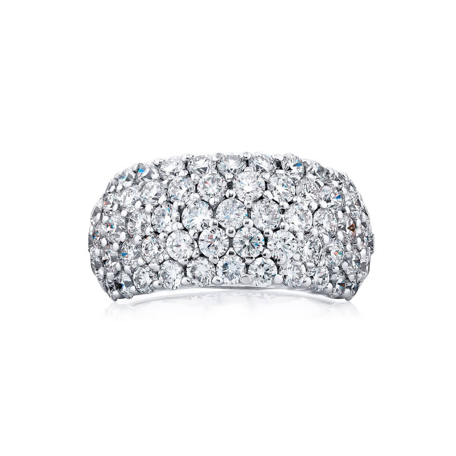 Platinum Round Diamond Five-Row Band