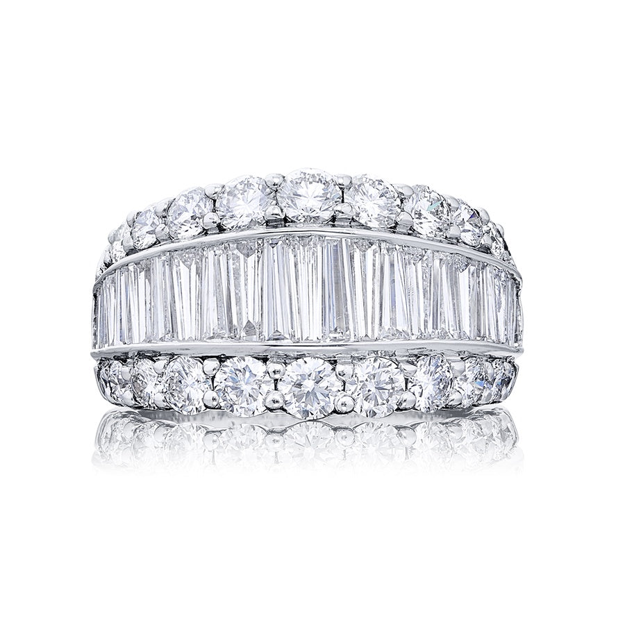 Platinum Straight Baguette Diamond Three-Row Channel Set Band