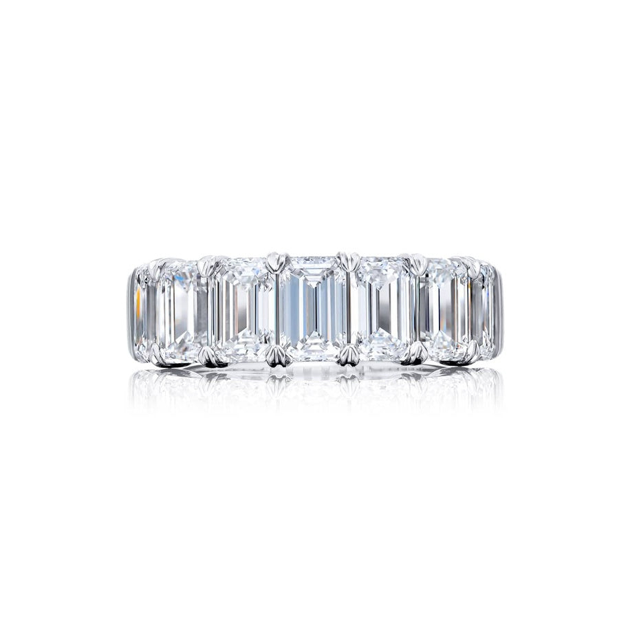 Platinum Emerald-Cut Diamond Single-Row GIA Certified Band