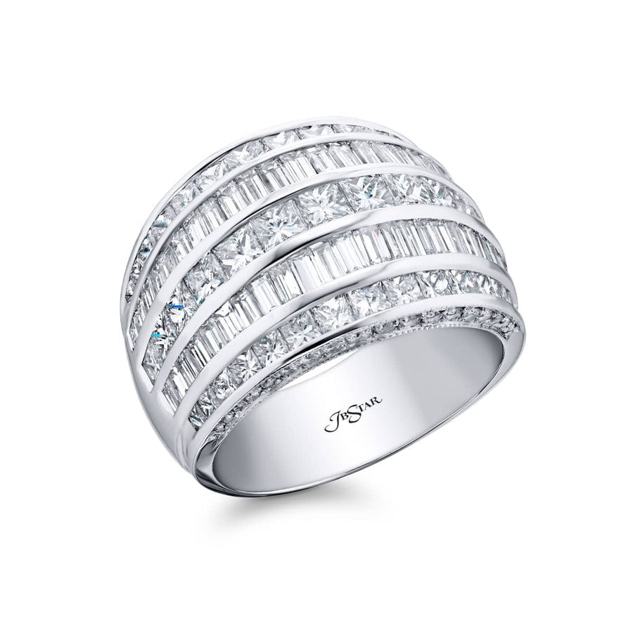 Platinum Princess-Cut Diamond Five-Row Channel Set Band