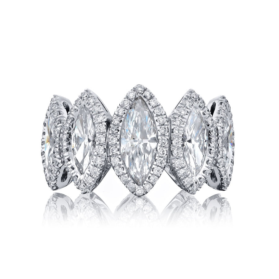 Platinum Marquise Diamond Micro Pave Eternity Band