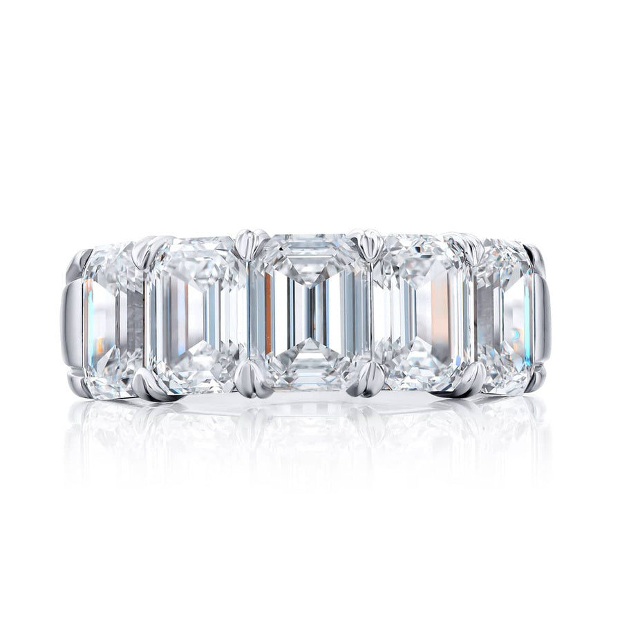 Platinum Emerald-Cut Diamond Single-Row GIA Certified Band