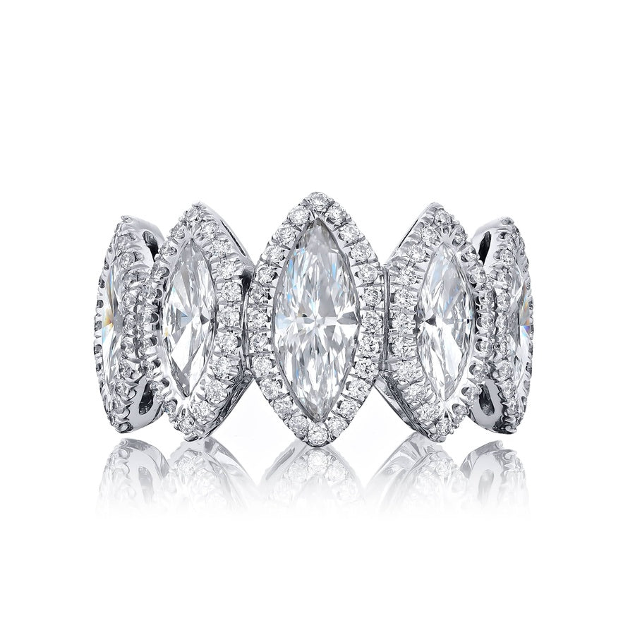 Platinum Marquise Diamond Bezel Set Eternity Band