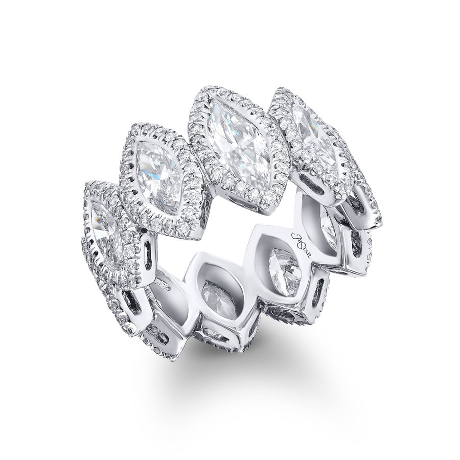 Platinum Marquise Diamond Bezel Set Eternity Band