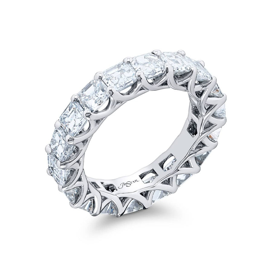Platinum Square Emerald-Cut Diamond Eternity Band