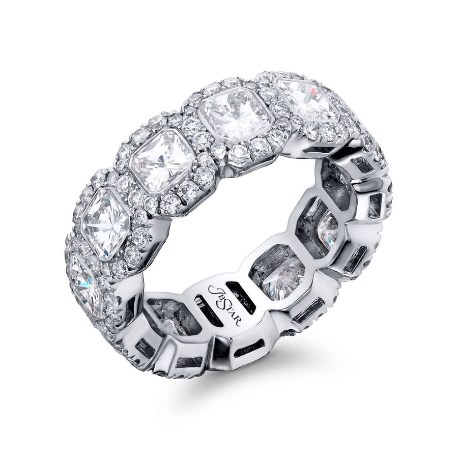 Platinum Radiant-Cut Diamond Bezel Set Eternity Band