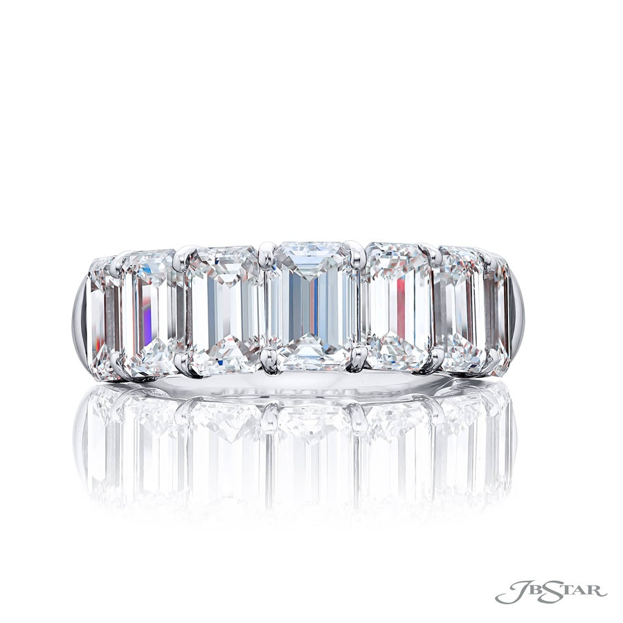 Platinum Emerald-Cut Diamond Single-Row GIA Certified Band