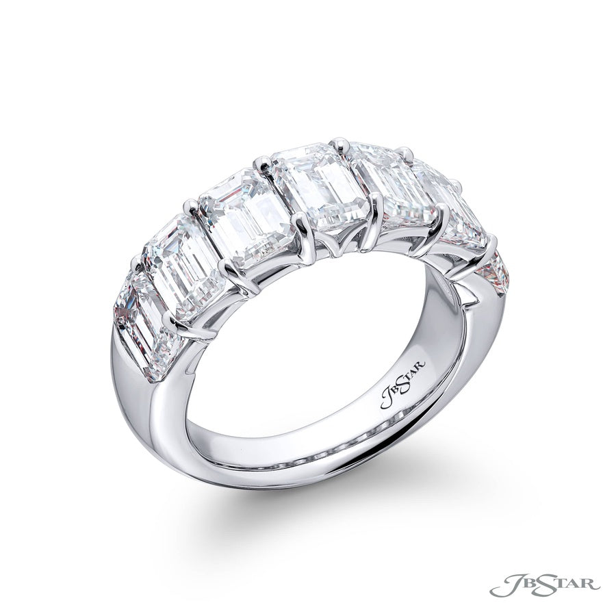 Platinum Emerald-Cut Diamond Single-Row GIA Certified Band