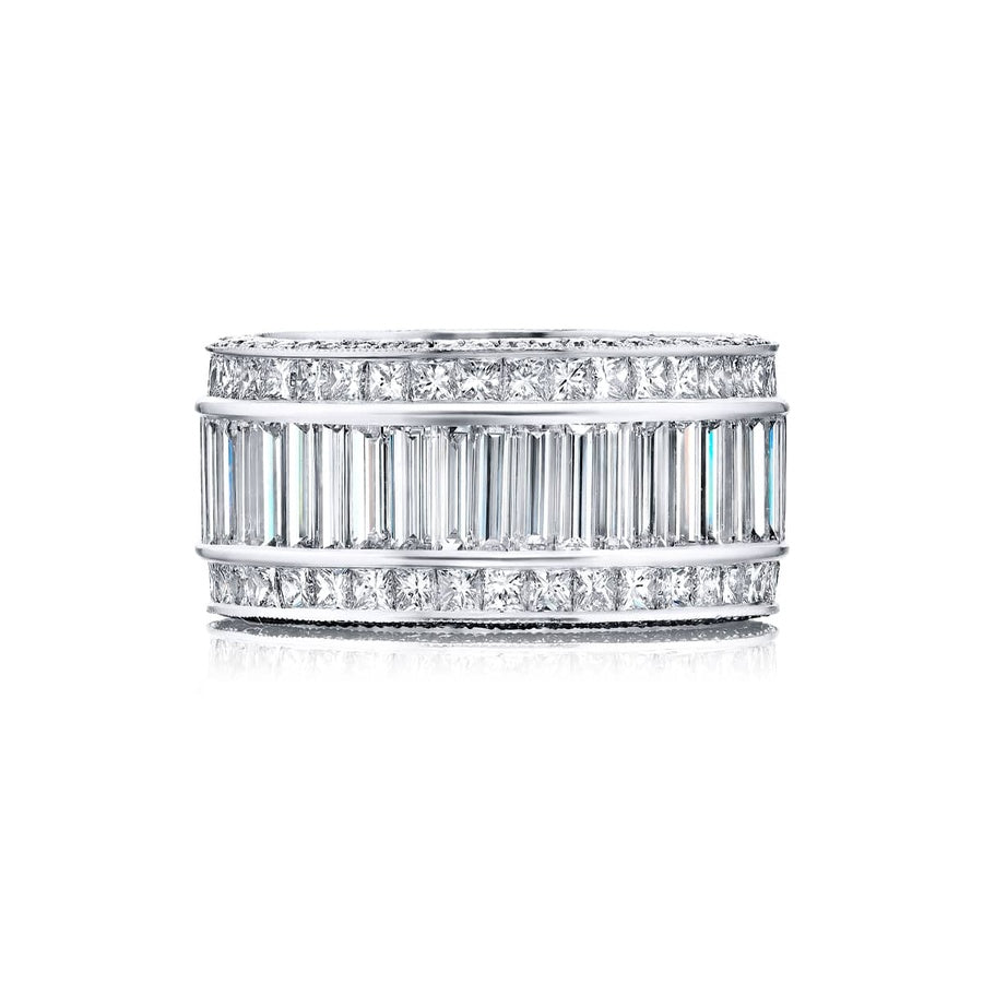 Platinum Straight Baguette Diamond Channel Set Eternity Band