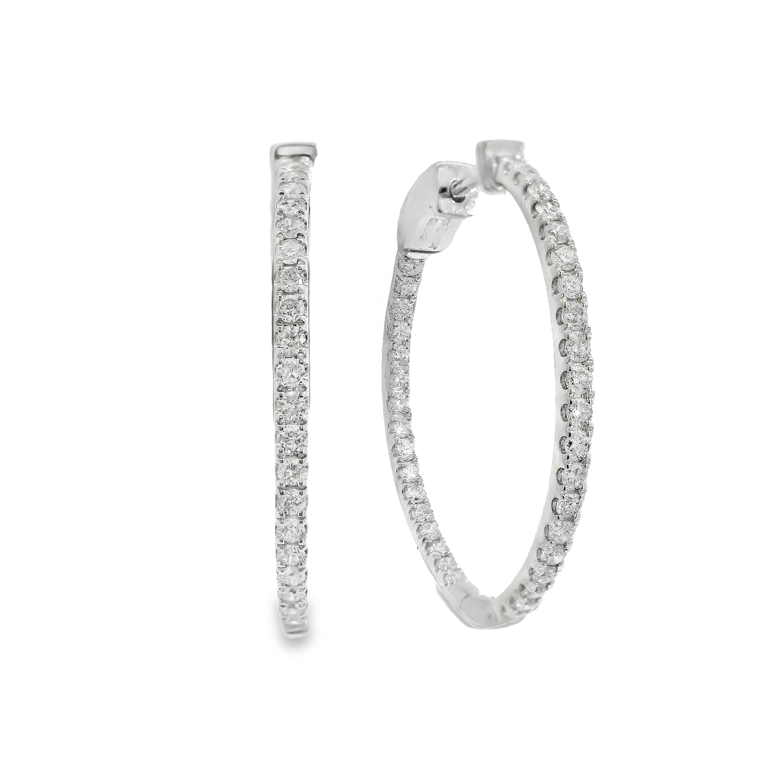 Inside-Outside Round Diamond Hoop Earrings