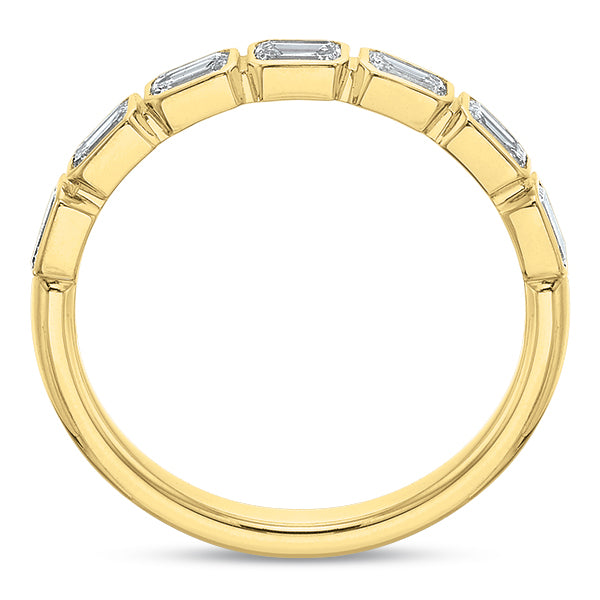 Bezeled East/West Emerald Cut Diamond Anniversary Band