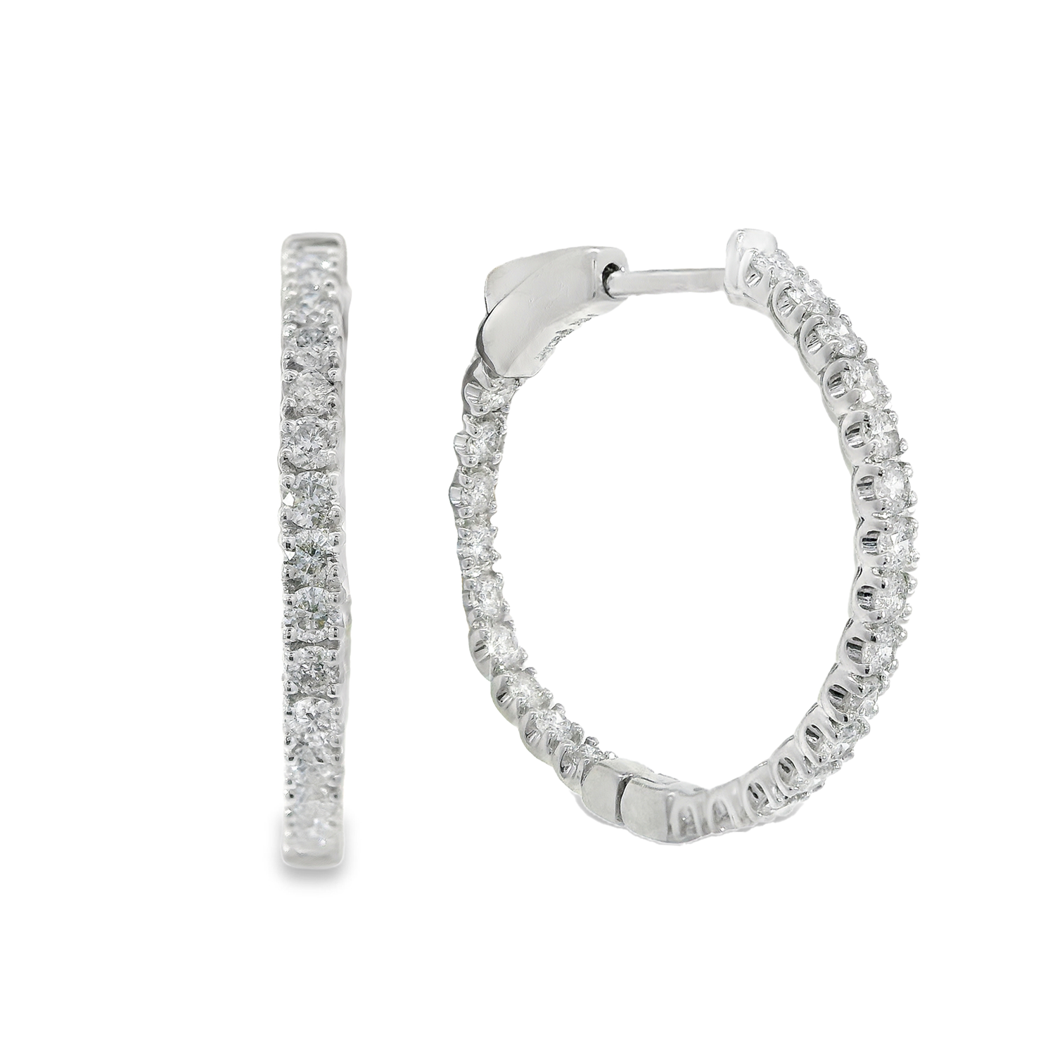 Inside-Outside Round Diamond Hoop Earrings