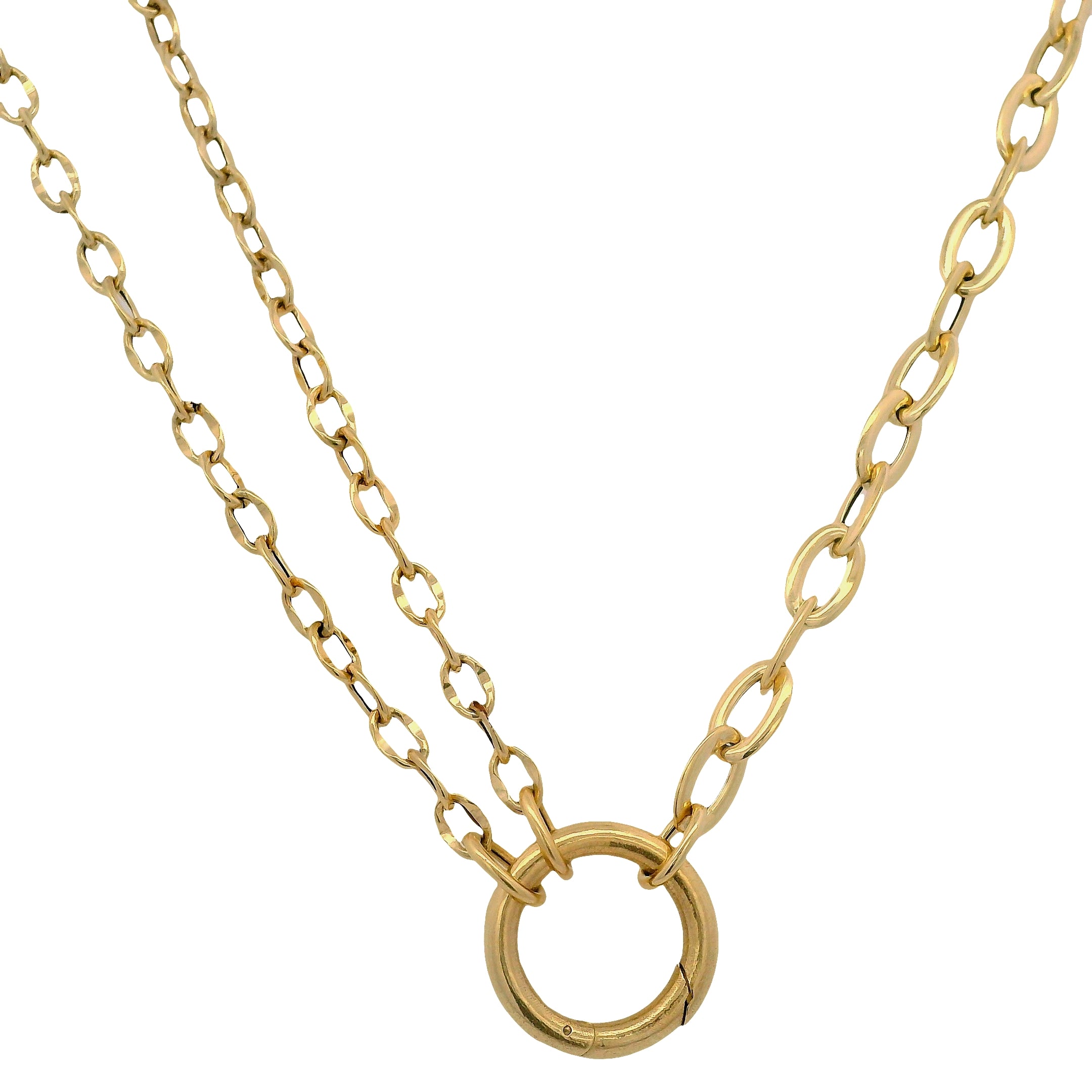Triple Link Chain Necklace with Round Charm Bail