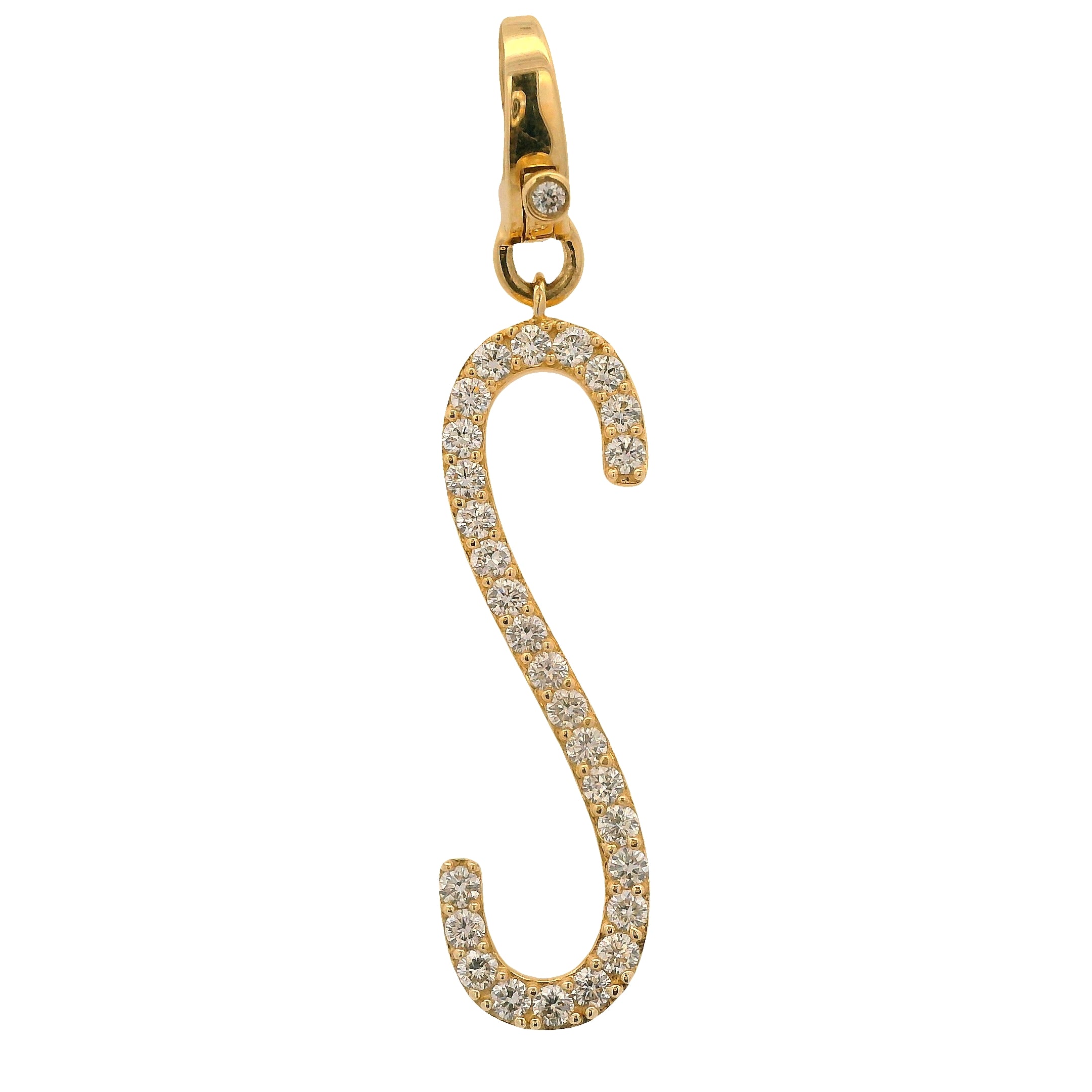 Pavé Round Diamond "S" Pendant on Diamond Latch Bail