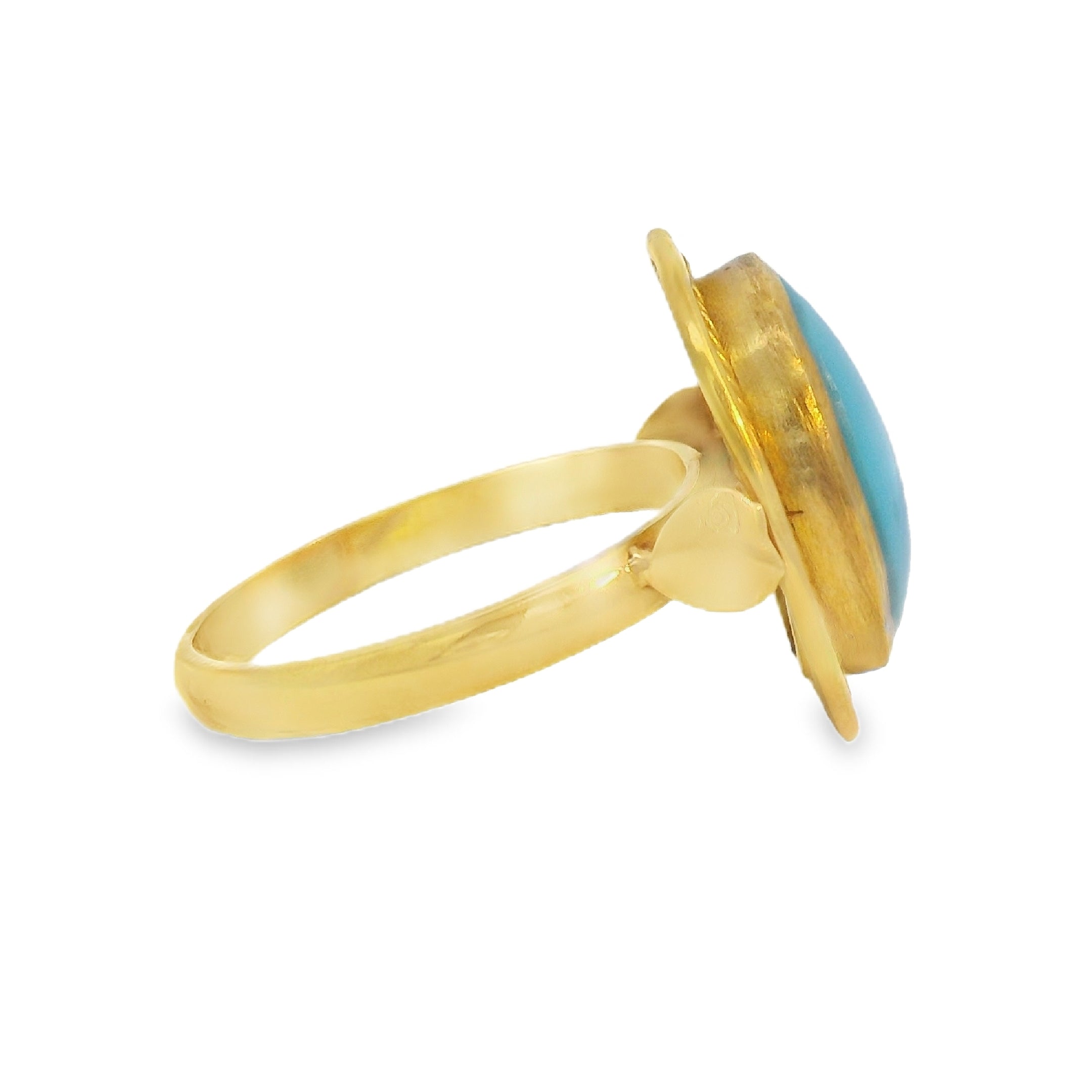 Bezel Set Oval Turquoise Ring with Rope Edging