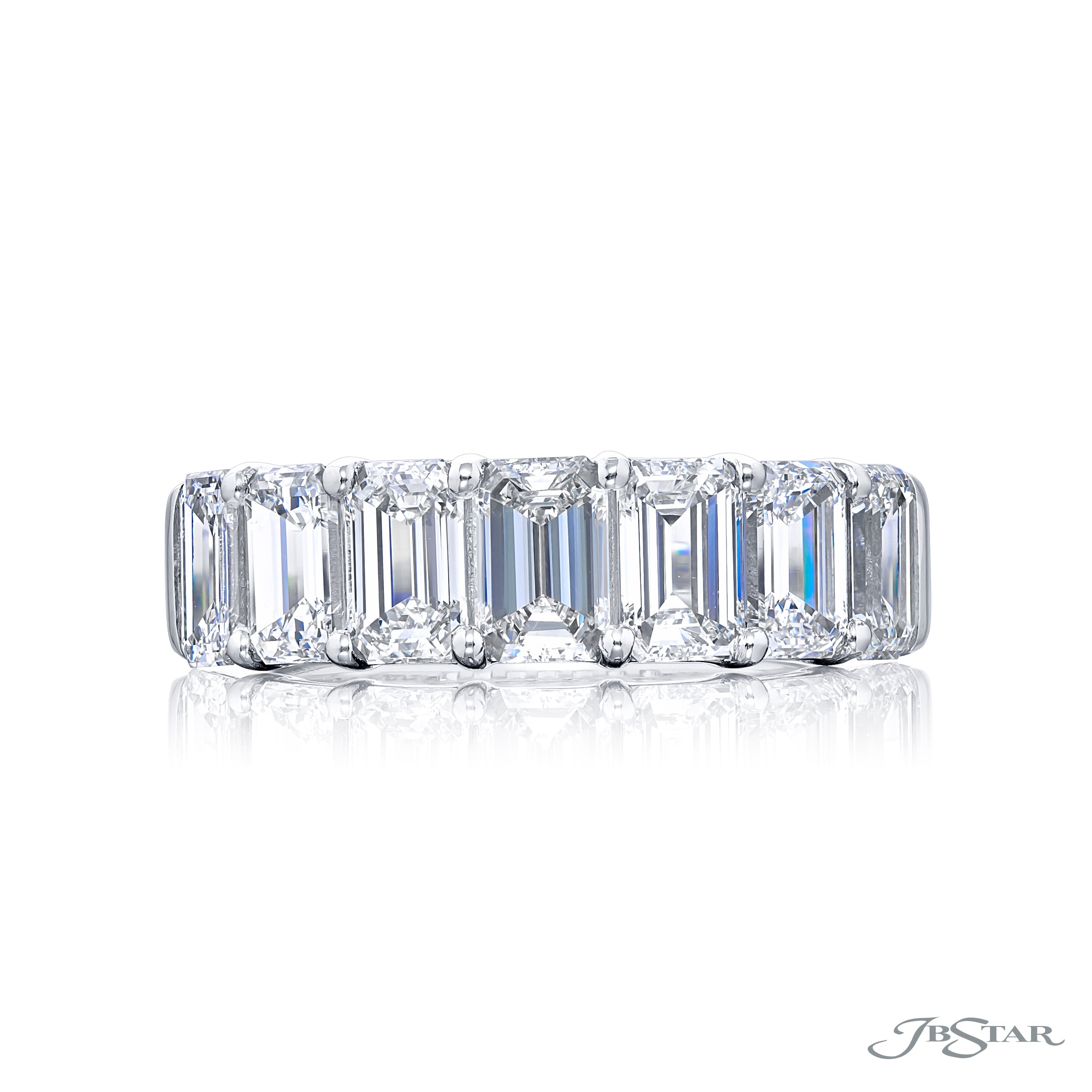 Shared Prong Emerald Cut Diamond Band