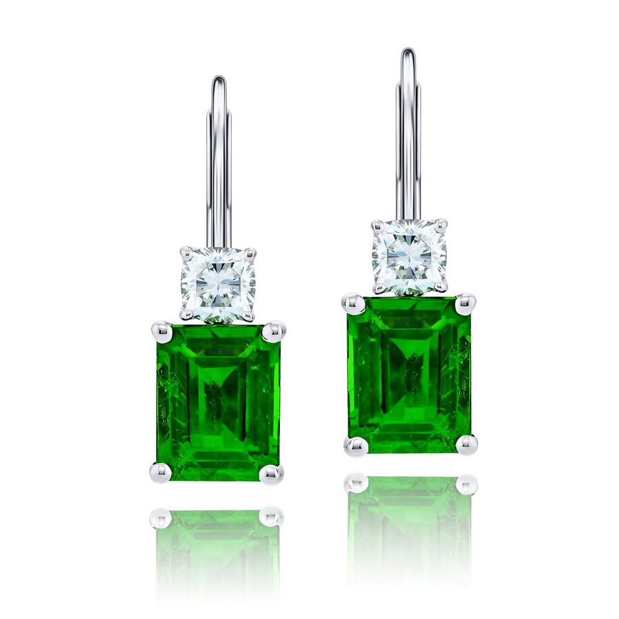 Platinum Emerald-Cut Emerald Certified Drop Earrings