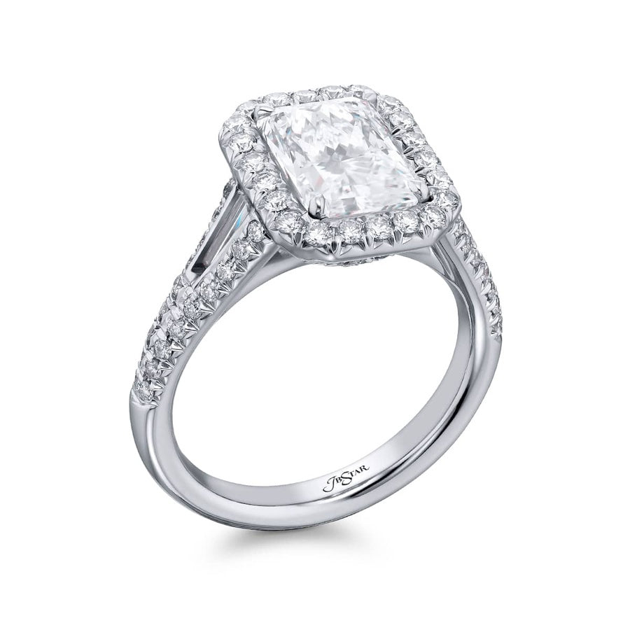 Platinum Radiant-Cut Diamond GIA Certified Micro Pave Engagement Ring