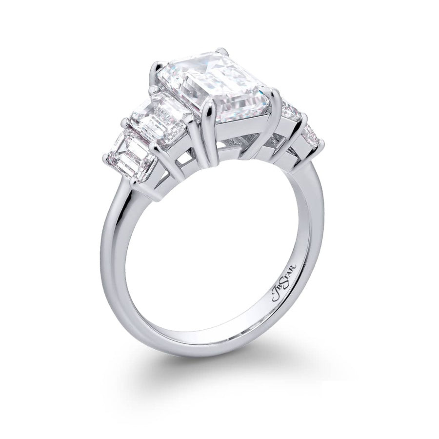 3.01 ct. GIA-Certified Emerald-Cut Diamond Ring with Matching Side Stones in Platinum