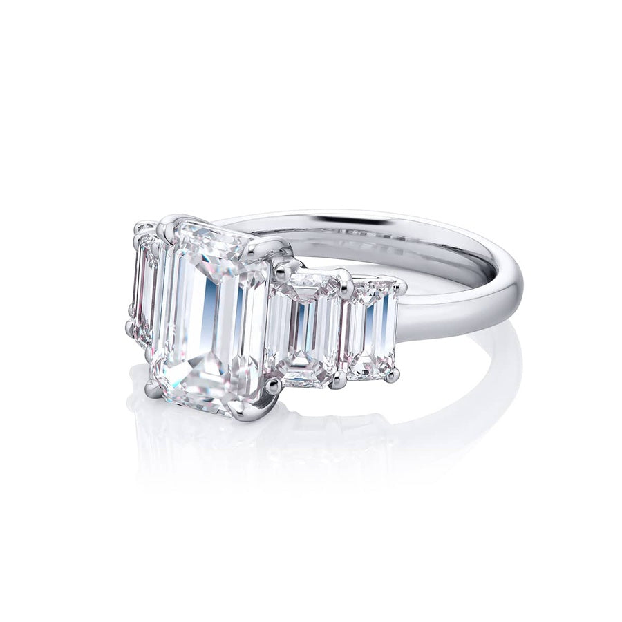 3.01 ct. GIA-Certified Emerald-Cut Diamond Ring with Matching Side Stones in Platinum