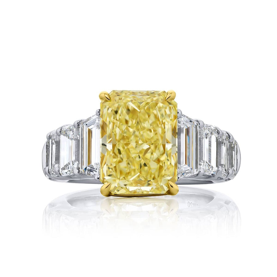18K Yellow Gold Radiant-Cut Fancy Yellow Diamond GIA Certified Engagement Ring