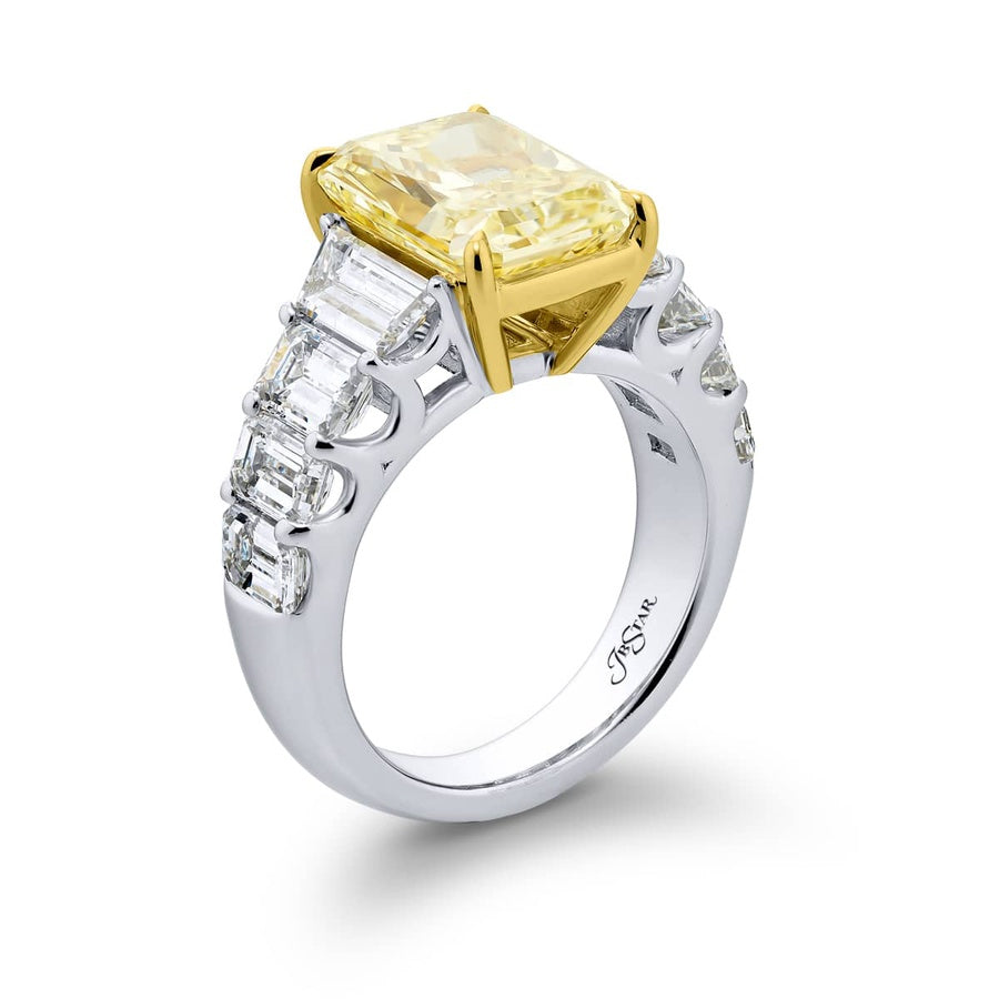 18K Yellow Gold Radiant-Cut Fancy Yellow Diamond GIA Certified Engagement Ring