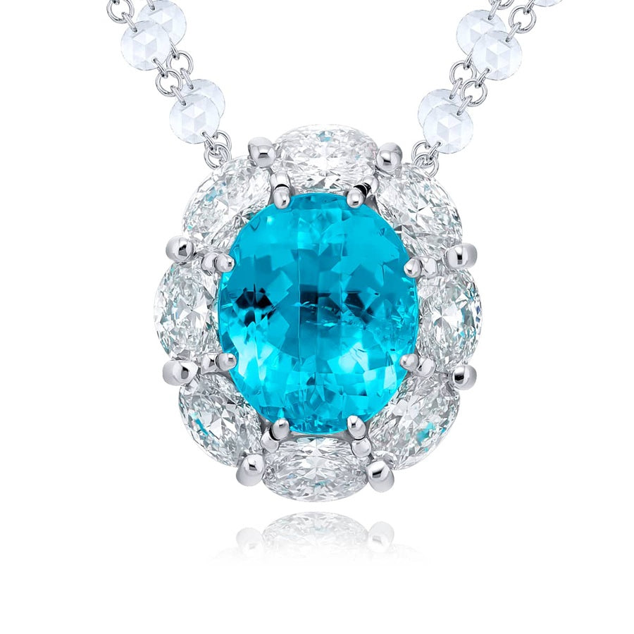 Platinum Oval Brazilian Paraiba Certified Pendant