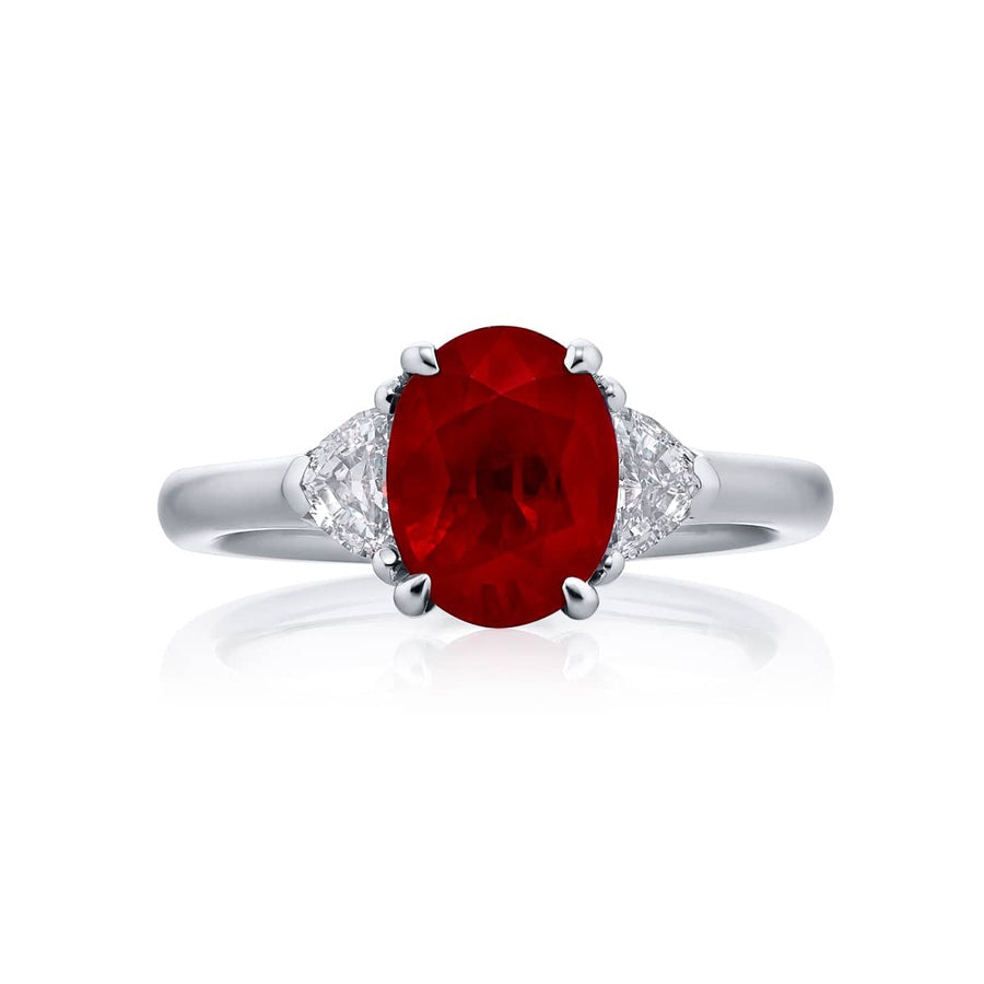 Platinum Oval Burmese Vivid Ruby Certified Ring