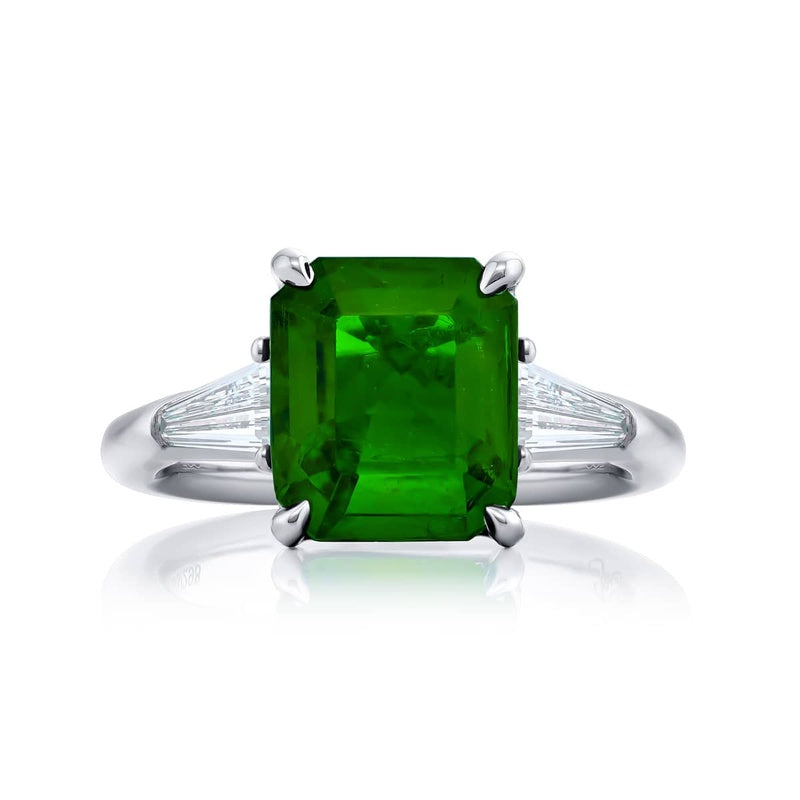 Platinum Emerald-Cut Colombian Emerald Ring