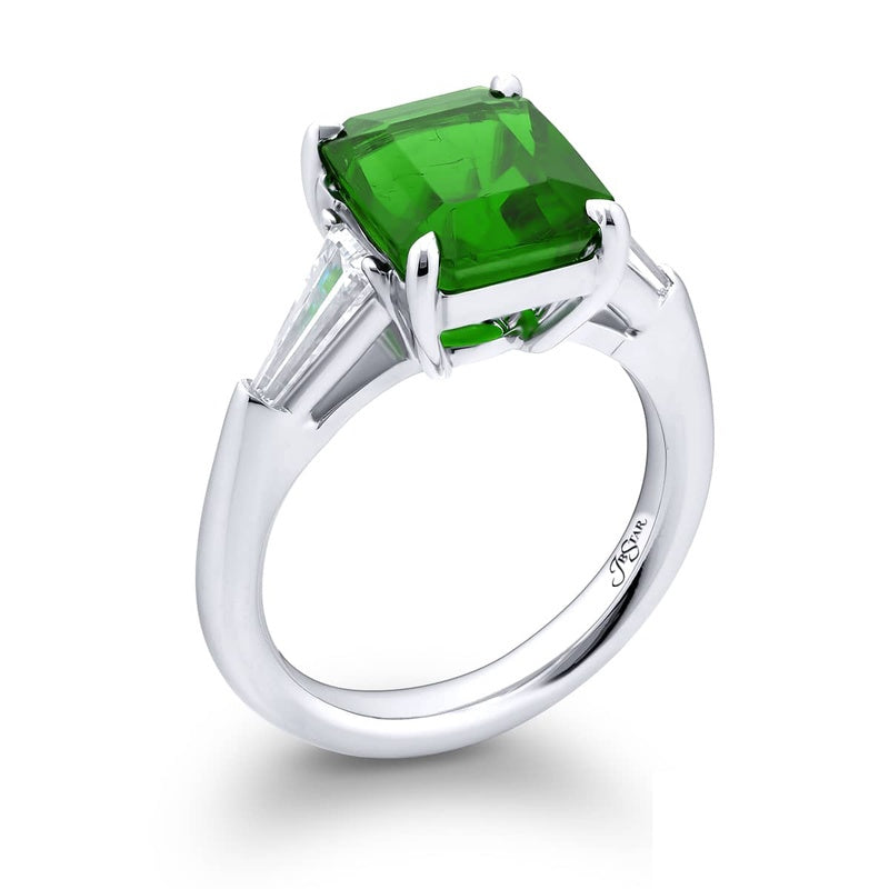 Platinum Emerald-Cut Colombian Emerald Ring