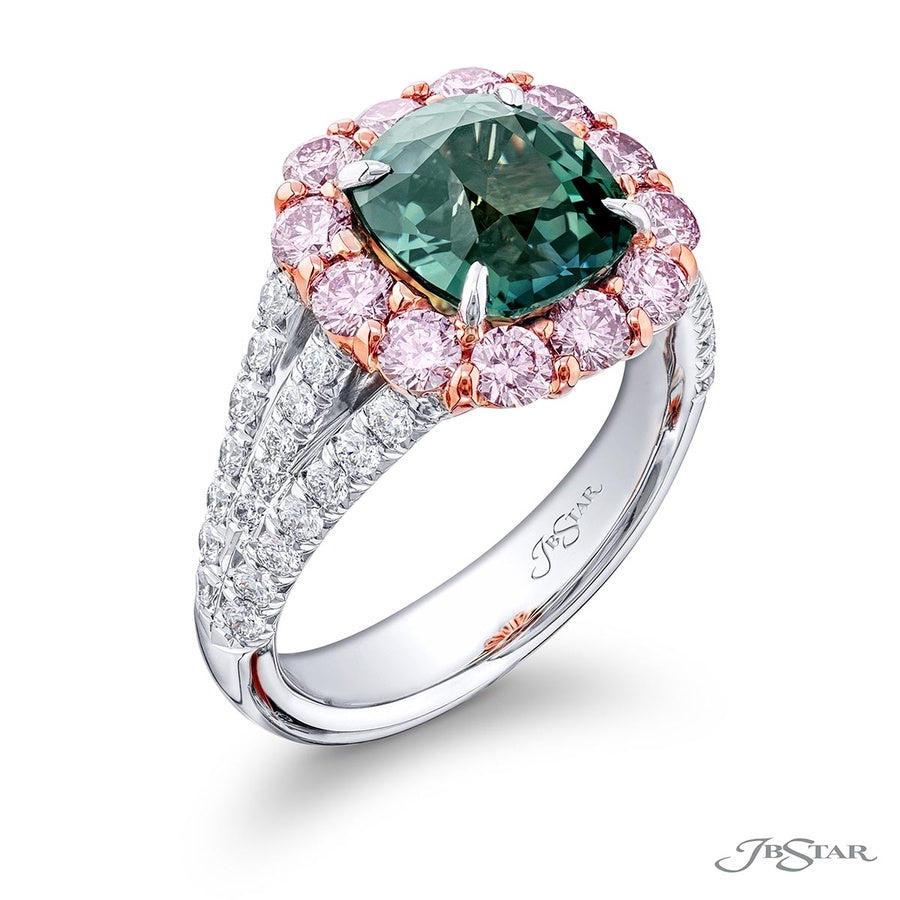 Fancy Yellow Green Diamond Ring Cushion-Cut 3.05 ct