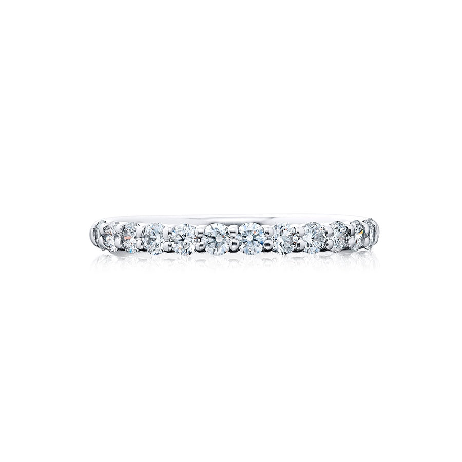 Platinum Round Diamond Single-Row Band