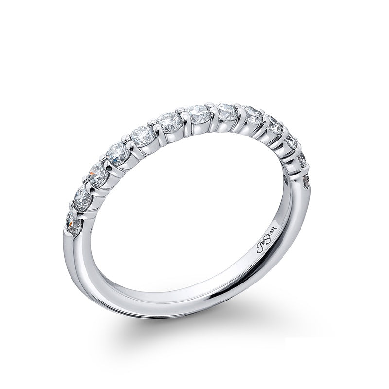 Platinum Round Diamond Single-Row Band