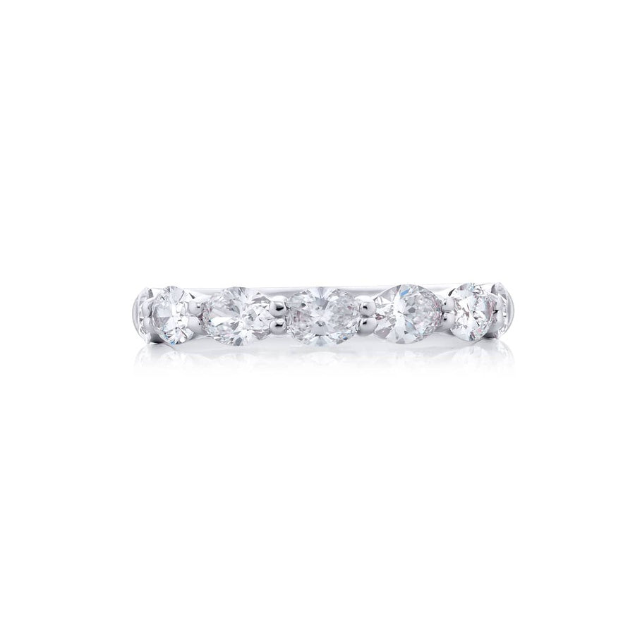 Platinum Oval Diamond Single-Row East-West Band